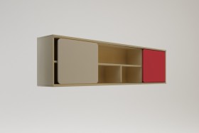 Полка между шкафами 1660 Бэрри (Бежевый/Красный/корпус Клен) в Оби - ob.katalogmebeli.com | фото 1