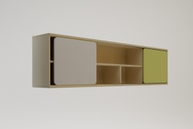 Полка между шкафами 1660 Эппл (Зеленый/Белый/корпус Клен) в Оби - ob.katalogmebeli.com | фото 2