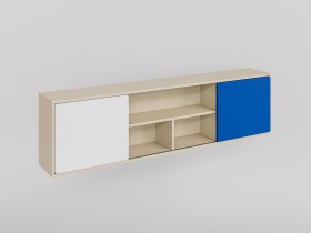 Полка между шкафами 1660 Скай (Синий/Белый/корпус Клен) в Оби - ob.katalogmebeli.com | фото