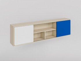 Полка между шкафами 1660 Скай люкс (Синий/Белый/корпус Клен) в Оби - ob.katalogmebeli.com | фото