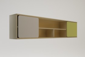 Полка между шкафами 1960 Эппл (Зеленый/Белый/корпус Клен) в Оби - ob.katalogmebeli.com | фото 2