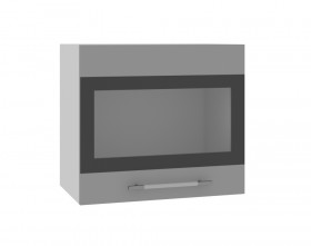 Ройс ВПГСФ 500 Шкаф верхний горизонтальный со стеклом с фотопечатью высокий (Белый софт/корпус Серый) в Оби - ob.katalogmebeli.com | фото