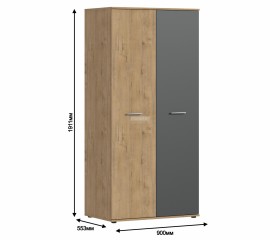 Шкаф 2-х дверный Мамбо СБ-2371 Н (Дуб Бунратти / Диамант серый) в Оби - ob.katalogmebeli.com | фото 2