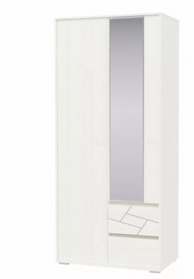Шкаф 2-х дверный с ящиками Аделина 1000 Рамух белый в Оби - ob.katalogmebeli.com | фото