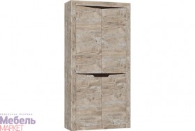 Шкаф 2-х створчатый комбинированный Хилтон (Дуб юкон/Гранж) в Оби - ob.katalogmebeli.com | фото 1