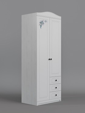 Шкаф 2-х створчатый с ящиками Бэлла (Выбеленное дерево/Белый) в Оби - ob.katalogmebeli.com | фото