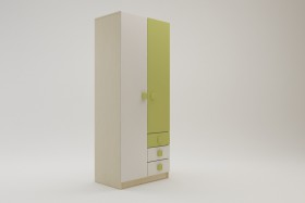 Шкаф 2-х створчатый с ящиками Эппл (Зеленый/Белый/корпус Клен) в Оби - ob.katalogmebeli.com | фото 2
