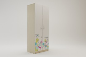 Шкаф 2-х створчатый с ящиками Флёр (Белый/корпус Клен) в Оби - ob.katalogmebeli.com | фото