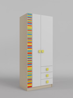 Шкаф 2-х створчатый с ящиками Клаксон без машинок (Белый/корпус Клен) в Оби - ob.katalogmebeli.com | фото 1