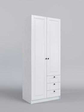 Шкаф 2-х створчатый с ящиками Классика (Белый/корпус Выбеленное дерево) в Оби - ob.katalogmebeli.com | фото