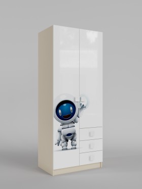 Шкаф 2-х створчатый с ящиками Санни (Белый/корпус Клен) в Оби - ob.katalogmebeli.com | фото