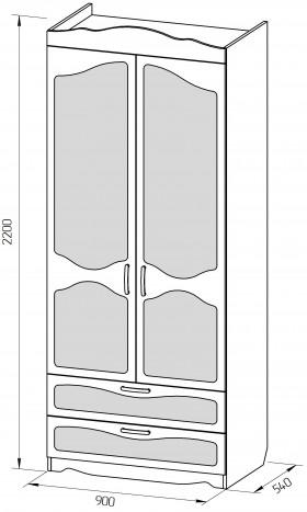 Шкаф 2-х створчатый с ящиками серии Иллюзия 02 Бежевый в Оби - ob.katalogmebeli.com | фото 2