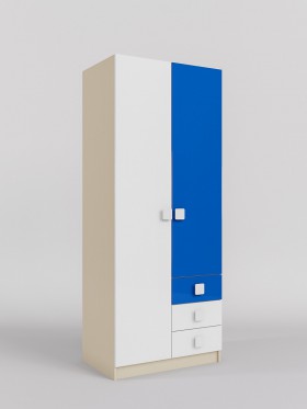 Шкаф 2-х створчатый с ящиками Скай люкс (Синий/Белый/корпус Клен) в Оби - ob.katalogmebeli.com | фото 1