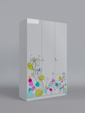 Шкаф 3-х створчатый с ящиками Флёр (Белый/корпус Выбеленное дерево) в Оби - ob.katalogmebeli.com | фото 1