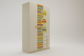 Шкаф 3-х створчатый с ящиками Клаксон (Бежевый/корпус Клен) в Оби - ob.katalogmebeli.com | фото