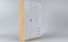 Шкаф 3-х створчатый с ящиками Лофт (Белый/корпус Дуб Сонома) в Оби - ob.katalogmebeli.com | фото