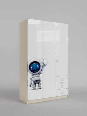 Шкаф 3-х створчатый с ящиками Санни (Белый/корпус Клен) в Оби - ob.katalogmebeli.com | фото 1