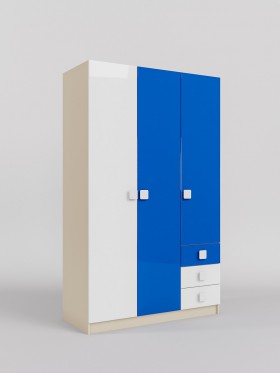 Шкаф 3-х створчатый с ящиками Скай люкс (Синий/Белый/корпус Клен) в Оби - ob.katalogmebeli.com | фото 1