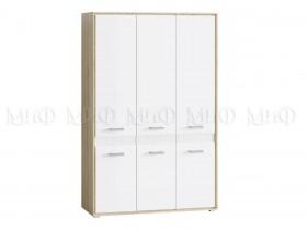 Шкаф 3-створчатый спальня Фортуна (Дуб сонома/Белый глянец) в Оби - ob.katalogmebeli.com | фото