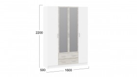 Шкаф 4-х дверный «Арчи» Белый/Дуб Крафт Серый в Оби - ob.katalogmebeli.com | фото 2