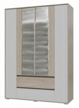 Шкаф 4-х дверный с ящиками Мальта 1600 Дуб сонома/Рамух белый в Оби - ob.katalogmebeli.com | фото 2