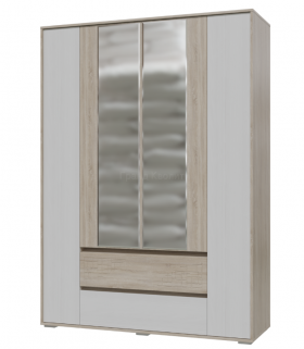 Шкаф 4-х дверный с ящиками Мальта 1600 Дуб сонома/Рамух белый в Оби - ob.katalogmebeli.com | фото