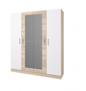 Шкаф 4-х створчатый Леси с зеркалом (Сонома/Белый) в Оби - ob.katalogmebeli.com | фото 1