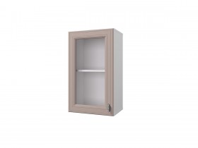 Шкаф 40 с витриной Ева (Мокко Софт/Белый) в Оби - ob.katalogmebeli.com | фото