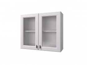 Шкаф 80 с 2-мя витринами Ева (Белый Софт/корпус Белый) в Оби - ob.katalogmebeli.com | фото