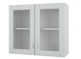 Шкаф 80 с 2-мя витринами Камелия (Арктик/корпус Белый) в Оби - ob.katalogmebeli.com | фото
