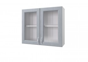 Шкаф 80 с 2-мя витринами Принцесса (Серый/корпус Белый) в Оби - ob.katalogmebeli.com | фото
