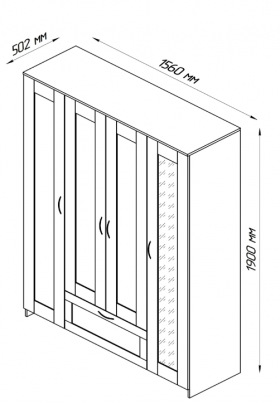 Шкаф четырехдверный Сириус с 1 зеркалом и 1 ящиком белый в Оби - ob.katalogmebeli.com | фото 3
