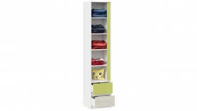 Шкаф для белья комбинированный «Сканди» Дуб Гарден/Белый/Зеленый в Оби - ob.katalogmebeli.com | фото 3
