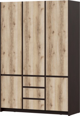 Модульная система "Прага" Шкаф для одежды трехстворчатый Дуб Венге/Дуб Делано в Оби - ob.katalogmebeli.com | фото