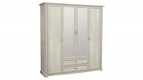 Шкаф для одежды "Сохо" (бетон пайн белый/2 ящика/зеркало) в Оби - ob.katalogmebeli.com | фото 4