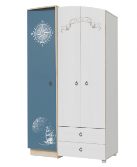 Шкаф для одежды Бриз 1200 Дуб ривьера/ Рамух белый/синий в Оби - ob.katalogmebeli.com | фото 1