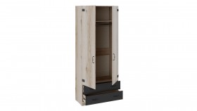 Шкаф для одежды комбинированный «Окланд» (Фон Черный/Дуб Делано) в Оби - ob.katalogmebeli.com | фото 2