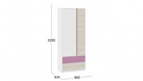 Шкаф для одежды комбинированный «Сканди» Дуб Гарден/Белый/Лиловый в Оби - ob.katalogmebeli.com | фото 5