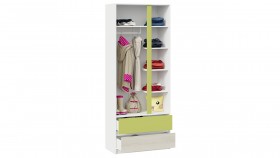 Шкаф для одежды комбинированный «Сканди» Дуб Гарден/Белый/Зеленый в Оби - ob.katalogmebeli.com | фото 4
