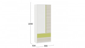 Шкаф для одежды комбинированный «Сканди» Дуб Гарден/Белый/Зеленый в Оби - ob.katalogmebeli.com | фото 5