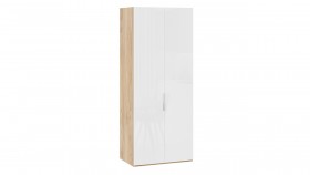 Шкаф для одежды с 2 глухими дверями «Эмбер» Яблоня Беллуно/Белый глянец в Оби - ob.katalogmebeli.com | фото