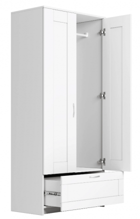 Шкаф двухдверный Сириус с 1 ящиком белый в Оби - ob.katalogmebeli.com | фото 3