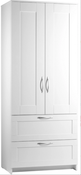 Шкаф двухдверный Сириус с 2 ящиками белый в Оби - ob.katalogmebeli.com | фото
