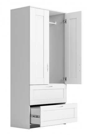 Шкаф двухдверный Сириус с 2 ящиками белый в Оби - ob.katalogmebeli.com | фото 2