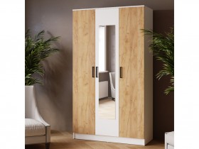 Шкаф комбинированный Ларс (1,2) с зеркалом белый/дуб крафт золотой в Оби - ob.katalogmebeli.com | фото 3