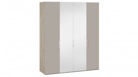 Шкаф комбинированный с 2 глухими и 2 зеркальными дверями «Эмбер» Баттл Рок/Серый глянец в Оби - ob.katalogmebeli.com | фото