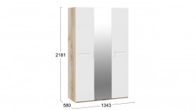 Шкаф комбинированный с 3-мя дверями «Фьюжн» Дуб делано/Белый глянец в Оби - ob.katalogmebeli.com | фото 3