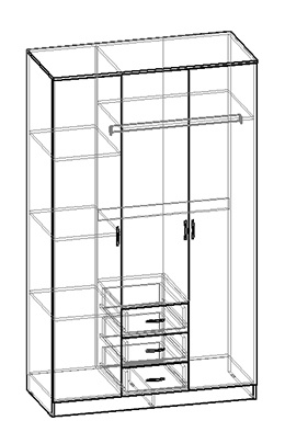 Шкаф 3-х створчатый комбинир с зеркалом Светлана (Венге/Дуб молочный) в Оби - ob.katalogmebeli.com | фото 3