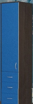 Шкаф-пенал №2 (закрытый) Бодего темный/Голубой в Оби - ob.katalogmebeli.com | фото 1