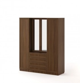 Шкаф с комодом Рамочный с зеркалами (Орех темный) в Оби - ob.katalogmebeli.com | фото